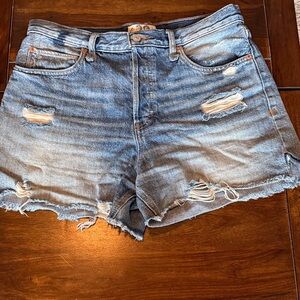 We The Free Distressed Light Blue Denim Shorts